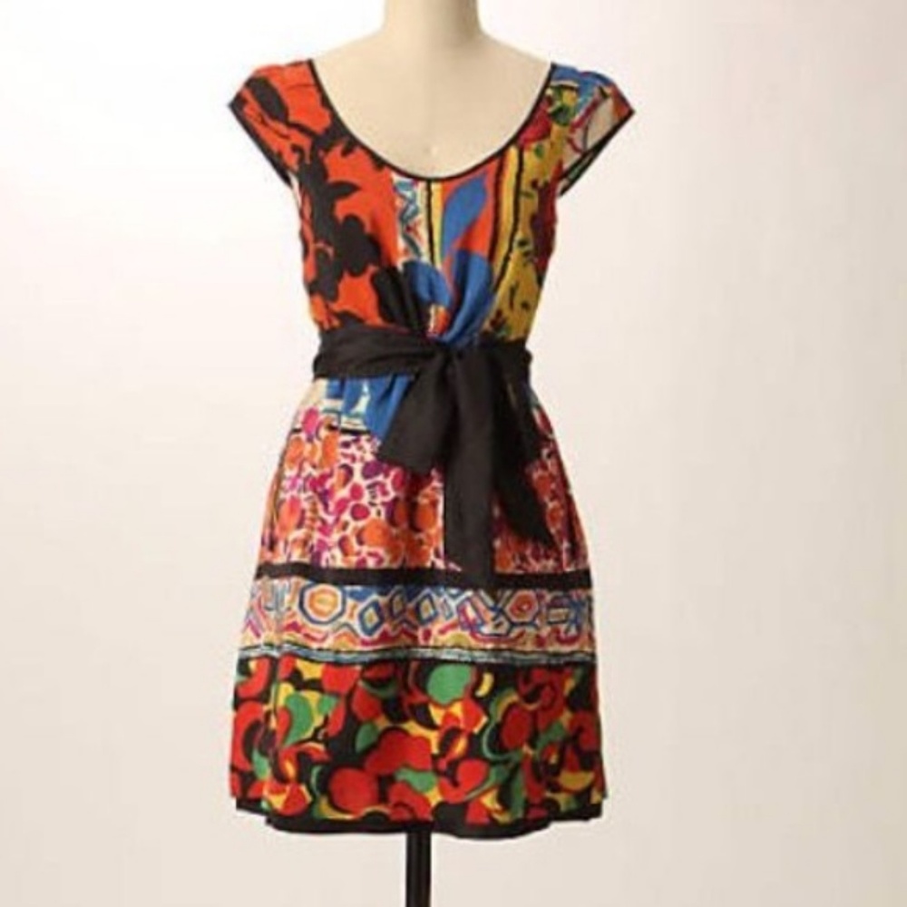 ANTHROPOLOGIE Black & Bright Dress